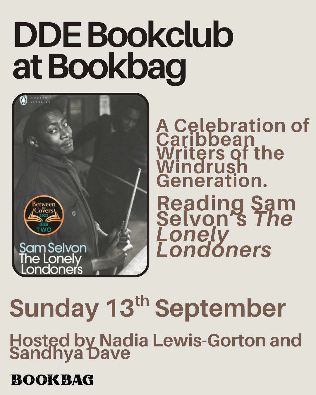 Sun 13 Sept / DDE Windrush Pop-up Book Club
