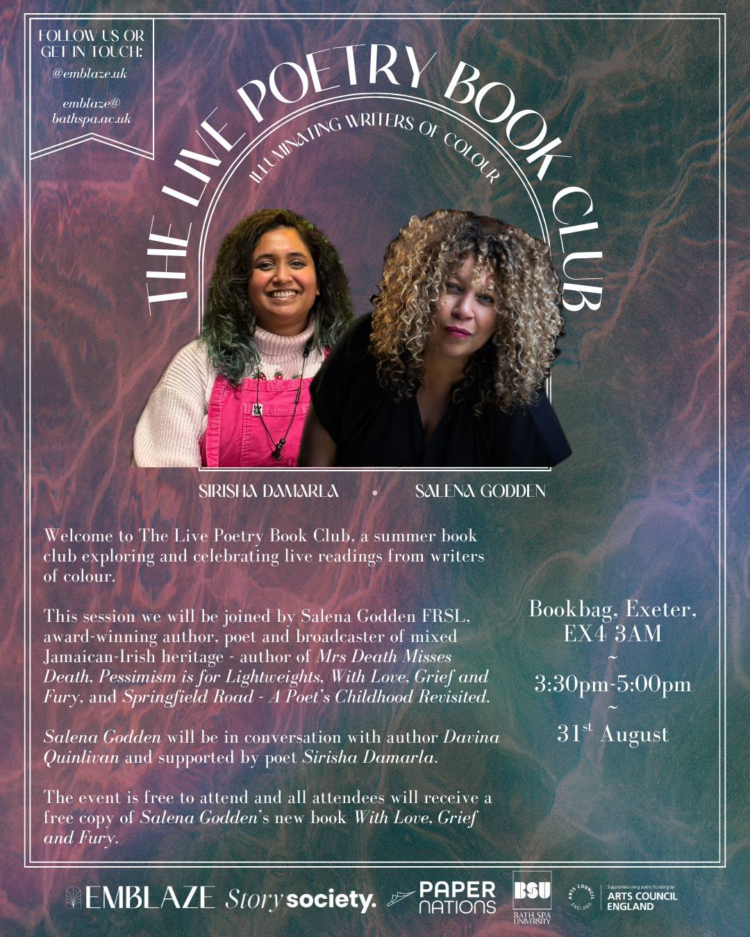 Sun 31st Aug: The Live Poetry Book Club