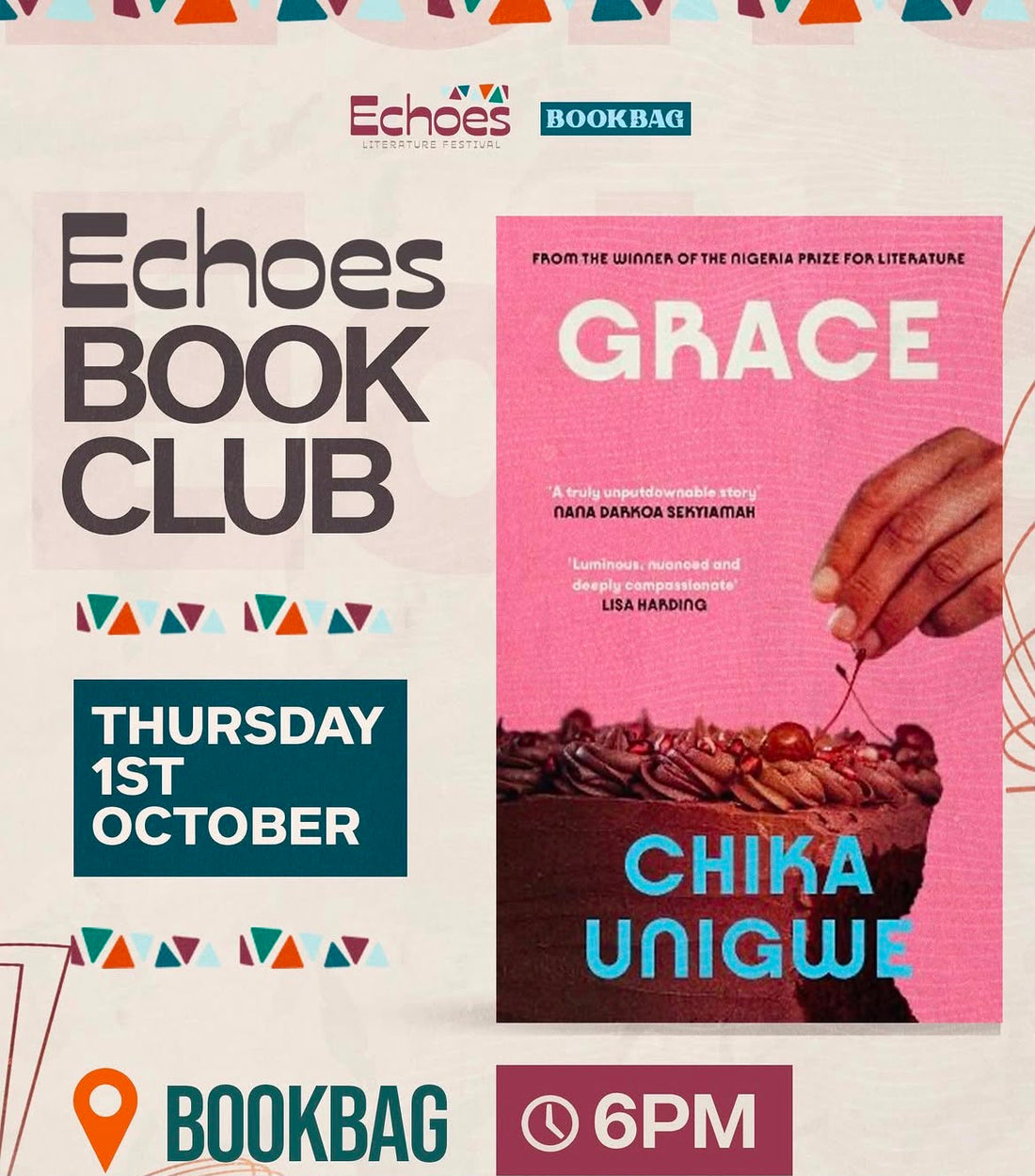 Thurs 1 Oct / Echoes Book Club: Grace