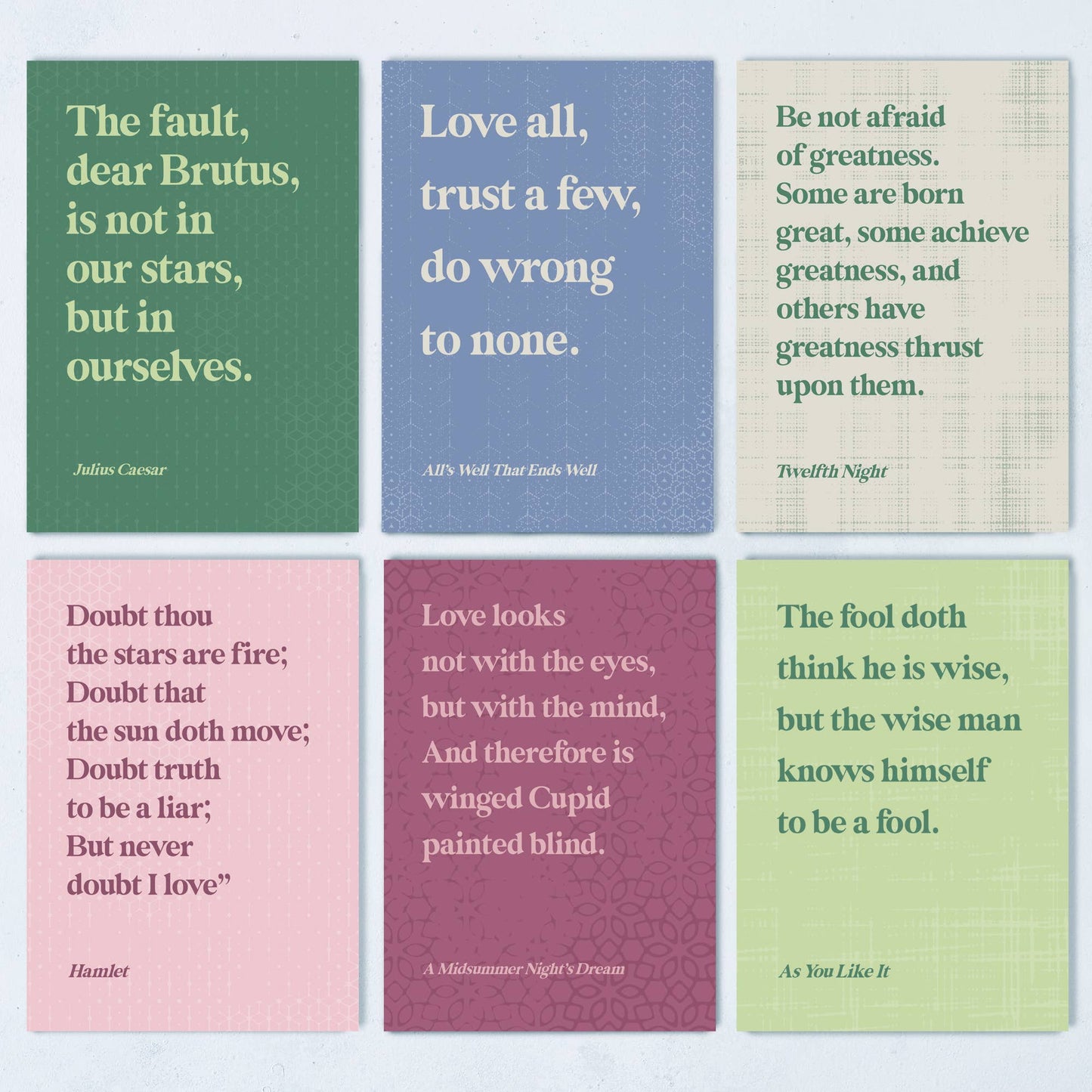 Shakespeare Quote Postcard Set: Just a paper bellyband