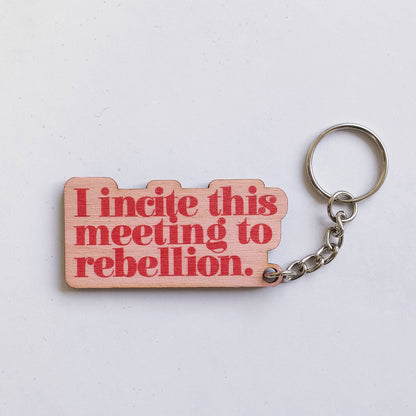 "Rebellion" Pink and Red Wooden Keychain