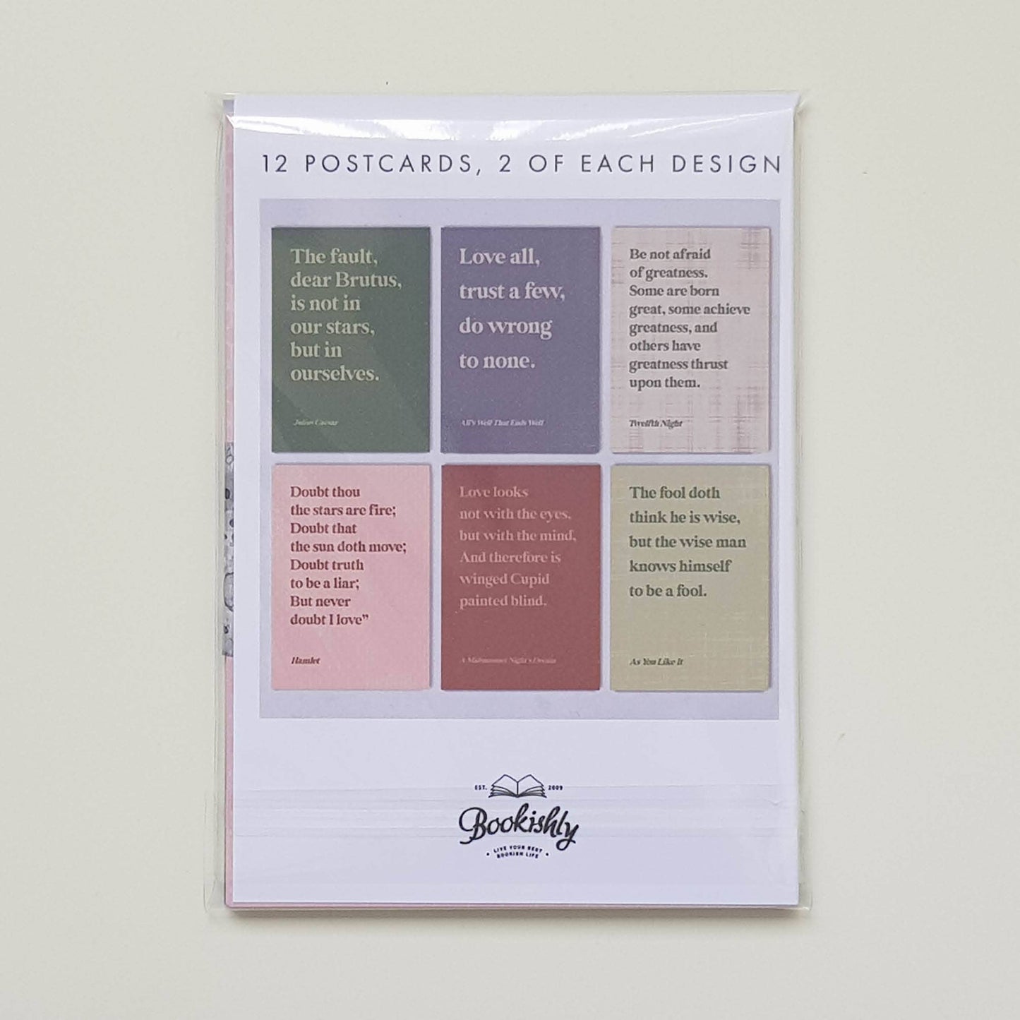 Shakespeare Quote Postcard Set: Just a paper bellyband