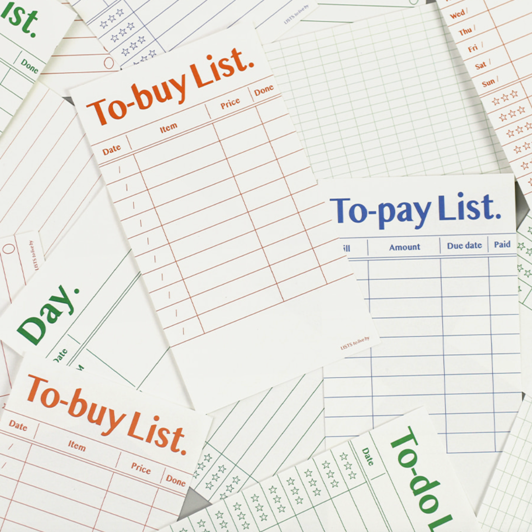Paperian Lists To Live by Memo Pad [8 Styles]: Month