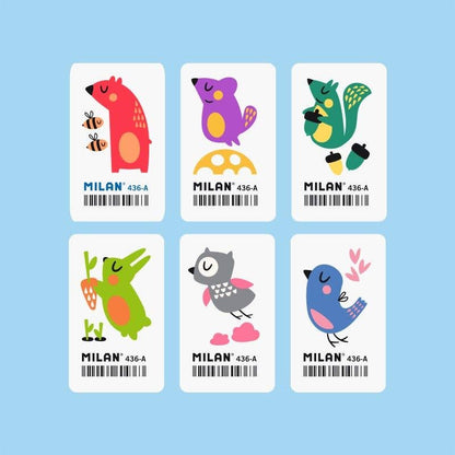 MILAN Erasers 436A - Box of 36 Animal Erasers