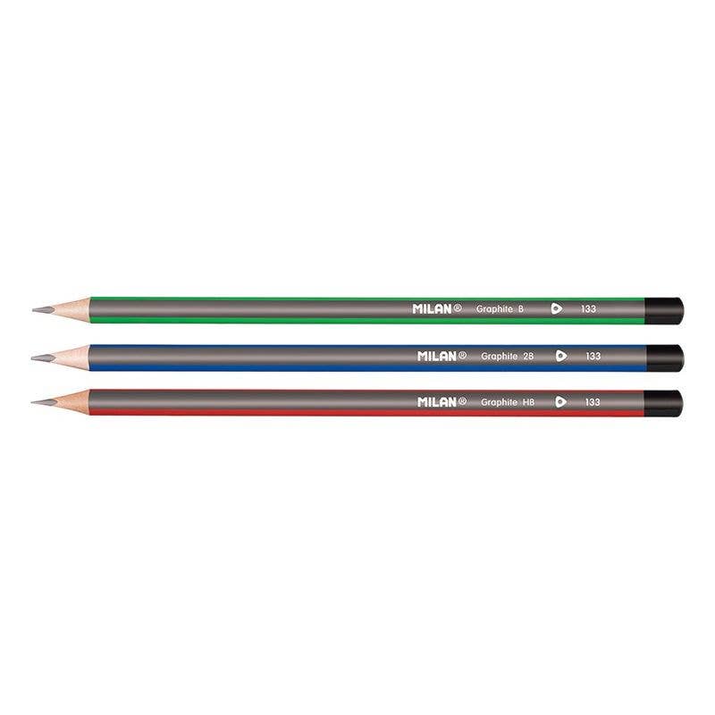 Milan Graphite Pencil Set with 430 Eraser – HB, B & 2B Leads