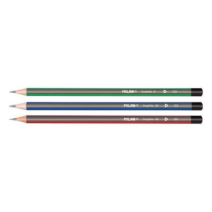 Milan Graphite Pencil Set with 430 Eraser – HB, B & 2B Leads
