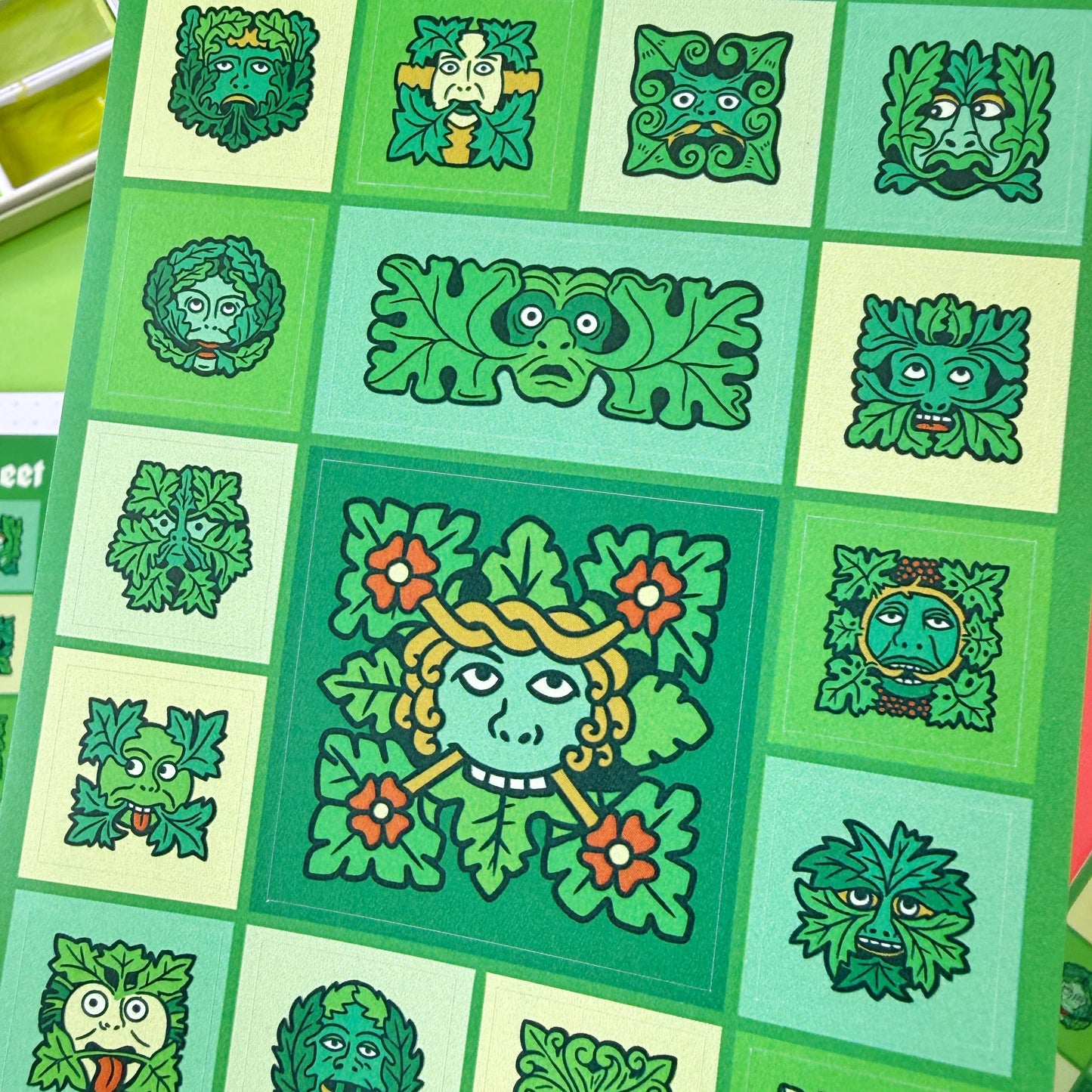 Green Man A6 Vinyl Sticker Sheet