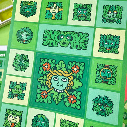 Green Man A6 Vinyl Sticker Sheet