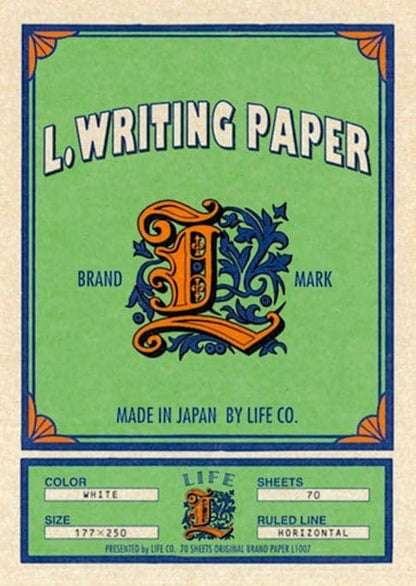 Life L-Writing Paper Pad (70 Sheets) B5: Lined